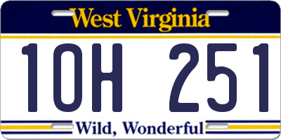 WV license plate 1OH251
