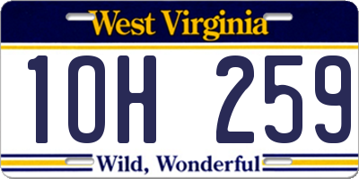 WV license plate 1OH259