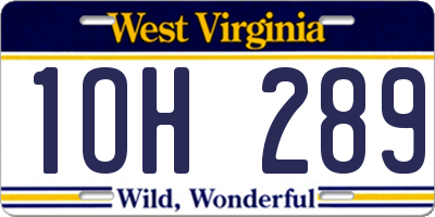 WV license plate 1OH289
