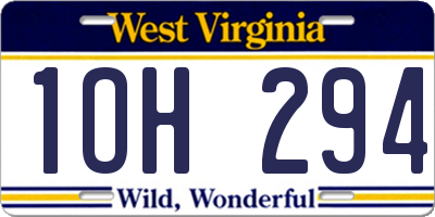 WV license plate 1OH294