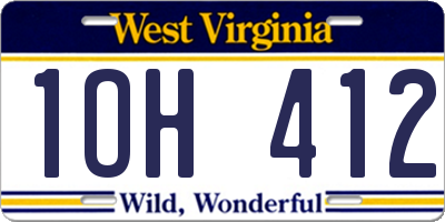 WV license plate 1OH412