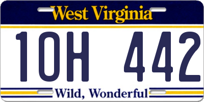 WV license plate 1OH442