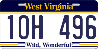 WV license plate 1OH496