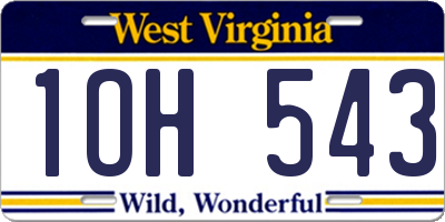 WV license plate 1OH543