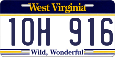WV license plate 1OH916