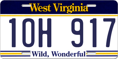 WV license plate 1OH917