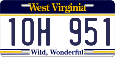 WV license plate 1OH951