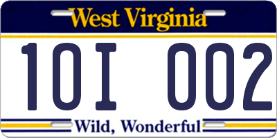 WV license plate 1OI002