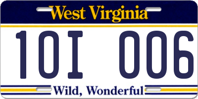WV license plate 1OI006