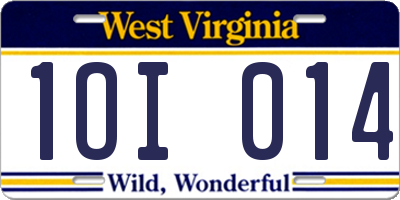 WV license plate 1OI014