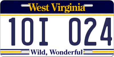 WV license plate 1OI024