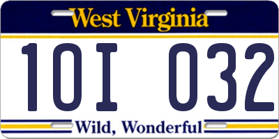 WV license plate 1OI032