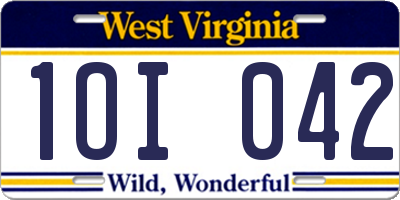 WV license plate 1OI042