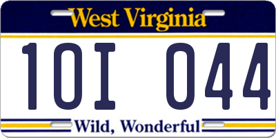 WV license plate 1OI044