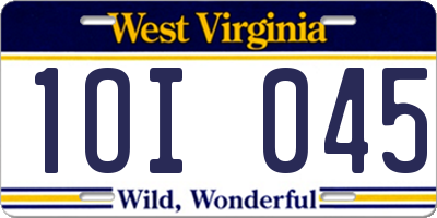 WV license plate 1OI045