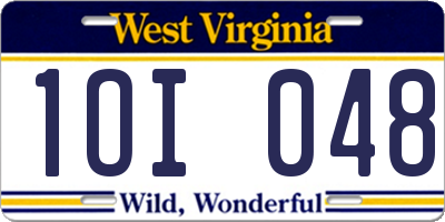 WV license plate 1OI048