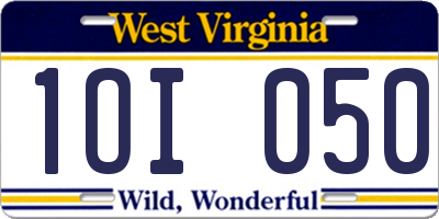 WV license plate 1OI050
