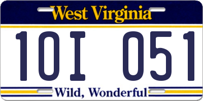 WV license plate 1OI051