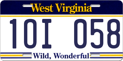 WV license plate 1OI058
