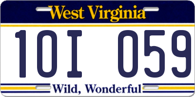 WV license plate 1OI059