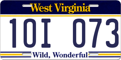 WV license plate 1OI073