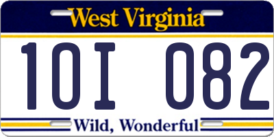 WV license plate 1OI082