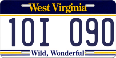 WV license plate 1OI090