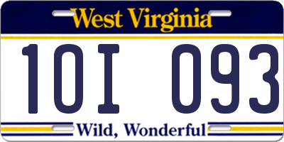 WV license plate 1OI093