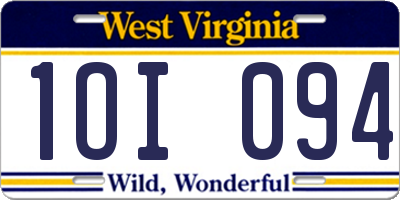 WV license plate 1OI094