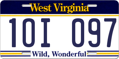 WV license plate 1OI097