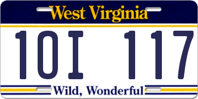 WV license plate 1OI117