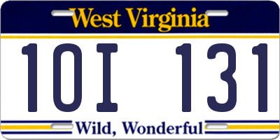 WV license plate 1OI131