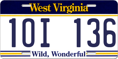 WV license plate 1OI136