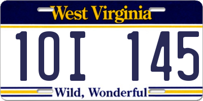 WV license plate 1OI145