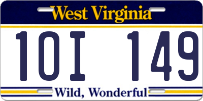 WV license plate 1OI149