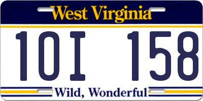 WV license plate 1OI158
