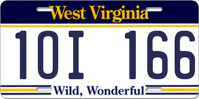 WV license plate 1OI166