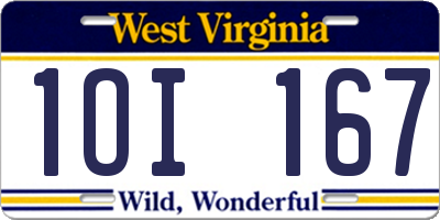 WV license plate 1OI167
