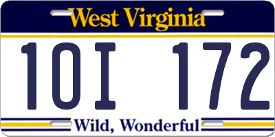 WV license plate 1OI172
