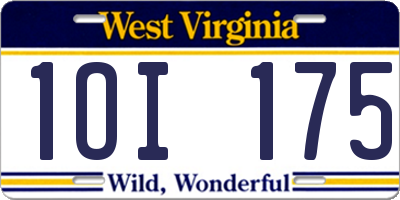 WV license plate 1OI175