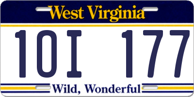 WV license plate 1OI177