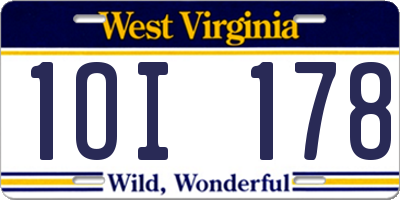 WV license plate 1OI178