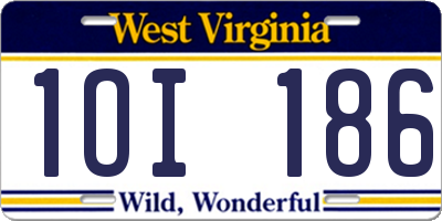 WV license plate 1OI186