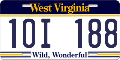WV license plate 1OI188