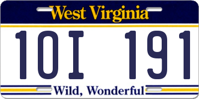 WV license plate 1OI191