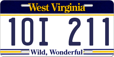 WV license plate 1OI211