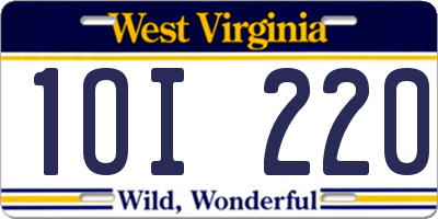 WV license plate 1OI220