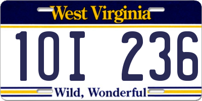 WV license plate 1OI236