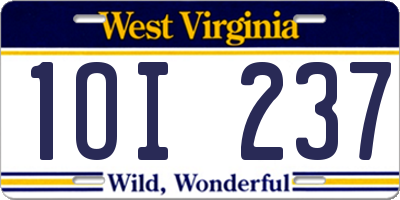 WV license plate 1OI237