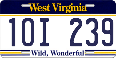WV license plate 1OI239